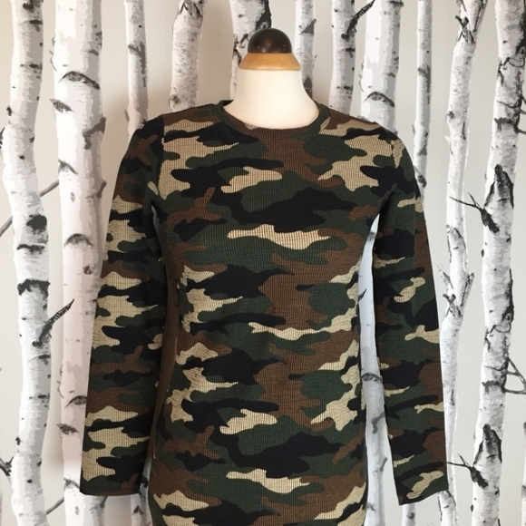 Zara Camouflage Waffle Knit Body-con Dress - Picture 2 of 5